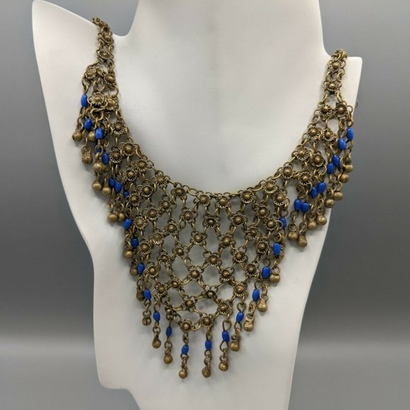 Vintage Cannetille Etruscan Revival Bib Necklace - Picture 2 of 11